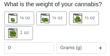 choosing your cannabis weight dialog